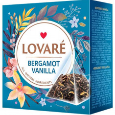 Cutie cu 15 piramide de ceai Lovaré - Bergamot Vanilla: ceai negru cu bergamotă 30 g