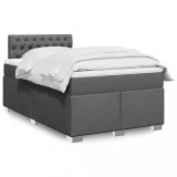 vidaXL Pat box spring cu saltea, gri &icirc;nchis, 120x190 cm, textil 3285835