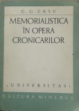 MEMORIALISTICA IN OPERA CRONICARILOR - G.G. URSU