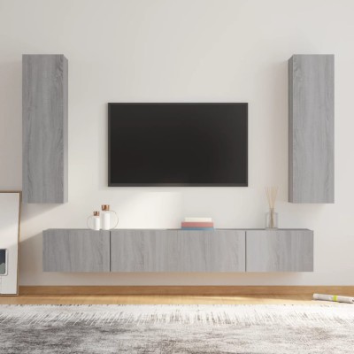 vidaXL Set dulapuri TV, 4 piese, gri sonoma, lemn prelucrat 3114212 foto