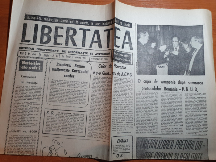 ziarul libertatea 1-2 noiembrie 1990