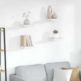Rafturi Perete Suspendate vidaXL, 4 Buc, Alb/Stejar, 23x23.5x3.8 cm, MDF, Montare Invizibila, Raft Decorativ, Capacitate 5kg