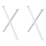 vidaXL Picioare de masă &icirc;n formă de X, 2 buc., alb, 90x(72-73) cm, oțel 4012925