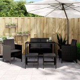 Gossi set mobilier de gradina cu perne, 6 piese, negru, poliratan