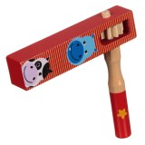 Zornaitoare Lemn Bebelusi, Animale, Rosu, 12.5cm, 1-3 Ani, Baieti/Fete, Jucarie Montessori Educativa