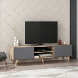 Comoda TV Grindsted 45x160x37cm stejar/antracit [en.casa] HausGarden Leisure