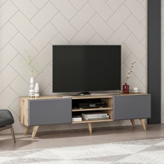 Comoda TV Grindsted 45x160x37cm stejar/antracit [en.casa] HausGarden Leisure foto
