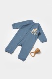 Salopeta BabyCosy 18-24 Luni, 100% Bumbac Organic GOTS, cu Fermoar, Culoare Indigo, Unisex Two Thread