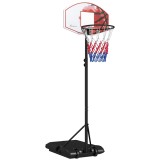 SPORTNOW Coș de baschet cu &icirc;nălțime reglabilă, independent, cu plasă și roți, bază mare, 179-209 cm, plastic, oțel | Aosom Romania