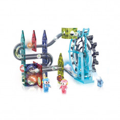 Set de constructie cuburi magnetice colorate cu forme si roata Luna Park, 80 piese