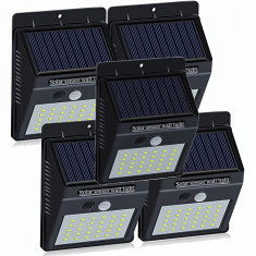 Set 5 Lampi Solare cu 30 LED, senzor de miscare si senzor de lumina foto