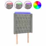 Cumpara ieftin Tablie de pat cu LED, gri deschis, 83x16x118/128 cm, catifea