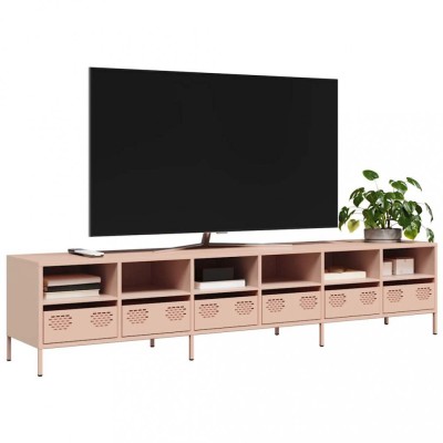 Dulap TV, roz, 202x39x43,5 cm, oțel laminat la rece foto