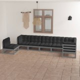 vidaXL Set mobilier de grădină cu perne, 7 piese, lemn masiv de pin 3076646