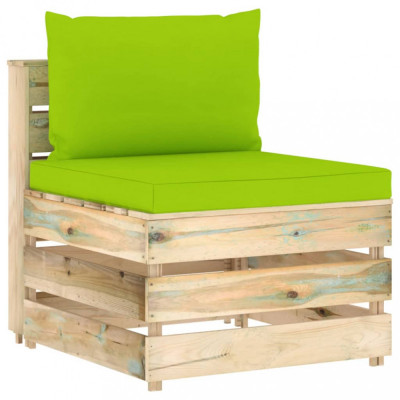 vidaXL Canapea de mijloc modulară cu perne, lemn verde tratat foto