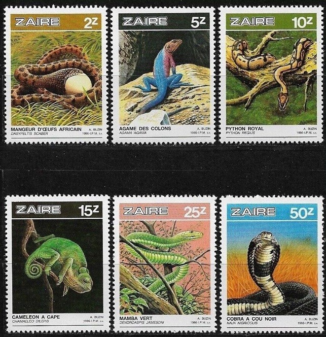 C5324- Congo 1987- Fauna 6v.nestampilata MNH