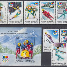 ROMANIA 1992 LP 1274 LP 1276 J. O. ALBERTVILLE SERIE+COLITA NEDANTELATA MNH