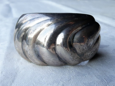 argint BRATARA MASIVA LATA 1920 FRANTA art deco ROBUSTA de efect SPLENDIDA UNICA foto