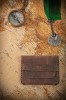 Portcard din piele naturala, lucrat si cusut manual, Marcus, Handmade, Maro, Produs in Romania, Elyk Creation