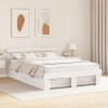 Cadru de pat cu sertar cu headboard cu depozitare Alb 140 x 200 cm Lemn de brad