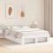 Cadru de pat cu sertar cu headboard cu depozitare Alb 140 x 200 cm Lemn de brad