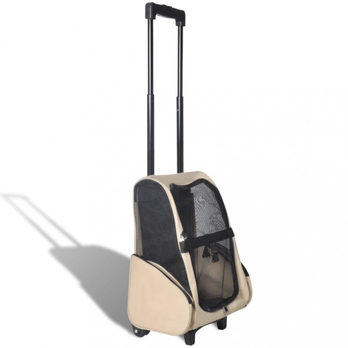 Troller pentru animale de companie multifunctional, pliabil, bej