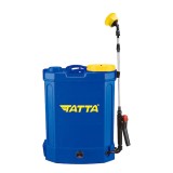 Pompa de stropit cu acumulator Tatta, 12 l, 12 V, 8 Ah, incarcator 1 A, motor 3.6 lpm, rezervor tip rucsac, Albastru