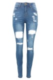 Cumpara ieftin B814-444 Blugi casual, cu talie inalta si taieturi, M