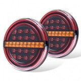 Lampa Stop LED Semnalizare Dinamica 12-36V, Diametru 13cm, Omologare E9, Universala, Spate, Pozitie Cristal