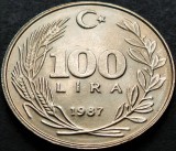 Cumpara ieftin Moneda 100 LIRE TURCESTI - TURCIA, anul 1987 *cod 3652 A = UNC, Europa