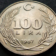 Moneda 100 LIRE TURCESTI - TURCIA, anul 1987 *cod 3652 A = UNC