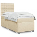 Cumpara ieftin Pat box spring cu saltea, crem, 100x200 cm, textil