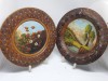 Set 2 Farfurii Lemn Pictate Manual, Vechi, Romanesti, Decor, Diametru 20cm - Obiecte Arta Decorativa