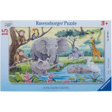 Puzzle tip rama Animale din Africa, +3 ani, 15 piese, Ravensburger