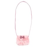 Geanta roz cu puf pentru fetite si fundita, 17x13 cm + L 48 cm , ATS