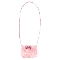 Geanta roz cu puf pentru fetite si fundita, 17x13 cm + L 48 cm , ATS foto