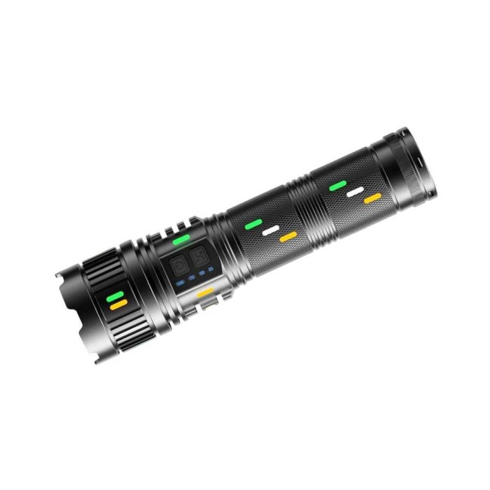 Lanterna profesionala din aluminiu resistenta la apa si socuri, cu led 300w WICK, 4 acumulatori li-ion 181350, incarcare USB
