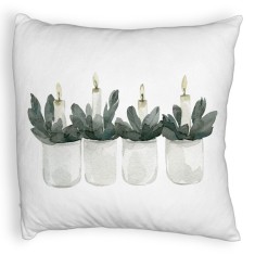 Perna Decorativa Fluffy cu tematica de Craciun, Lumanari, 3, 40x40 cm, Alba, Husa Detasabila, Burduf foto