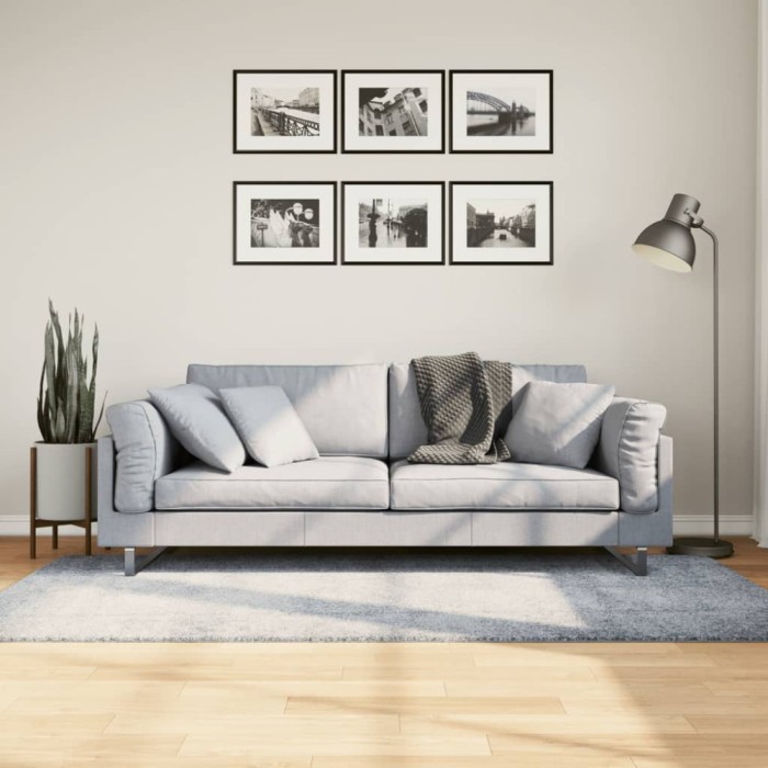 vidaXL Covor pufos &quot;PAMPLONA&quot; fire &icirc;nalte, albastru modern 100x200 cm 375320