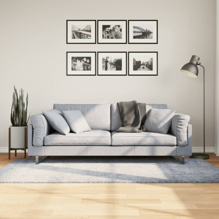 vidaXL Covor pufos &quot;PAMPLONA&quot; fire &icirc;nalte, albastru modern 100x200 cm