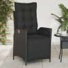 VidaXL Scaun de grădină rabatabil cu suport picioare, negru, poliratan 365281