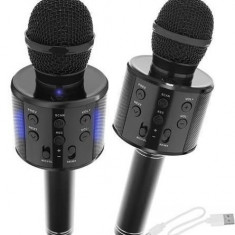 Microfon Karaoke Wireless, Cu Difuzor Incorporat, Port USB, Negru