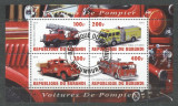 Burundi 2010 Fire Engine, perf.sheetlet, used T.037, Stampilat