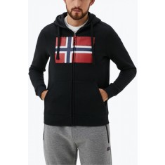 Hanorac barbati cu fermoar si imprimeu cu logo negru, XL