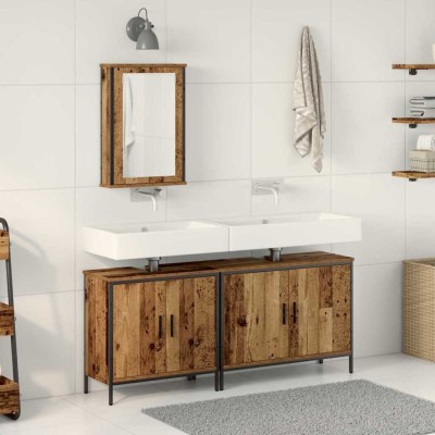 vidaXL Set Mobilier Baie 3 Piese Lemn Vechi Lemn Ingineresc foto