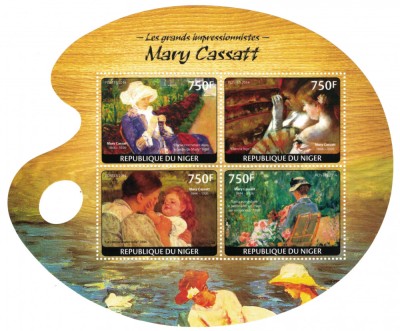 NIGER 2014 - Picturi, Cassatt / set complet - colita+bloc MNH (2 img) foto