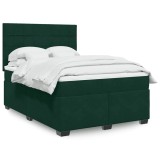 vidaXL Pat box spring cu saltea, verde &icirc;nchis, 160x200 cm, catifea 3290957