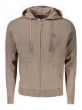 Cumpara ieftin Hanorac cu fermoar barbati, cu mini logo brodat, Regular fit, maro deschis, M