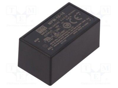 Convertor AC/DC 10W MEAN WELL 15VDC 670mA foto