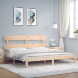 Cadru de pat cu tăblie Super King Size, lemn masiv